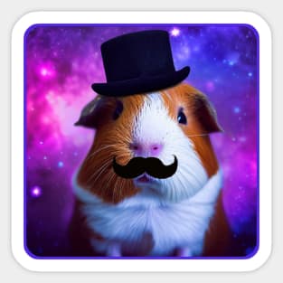 Dapper Guinea Pig in Space Sticker